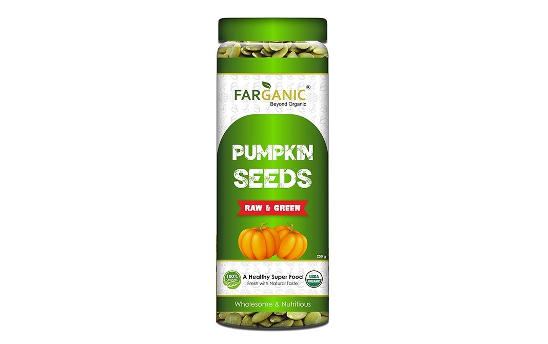 Farganic Pumpkin Seeds Raw & Green    Plastic Jar  250 grams